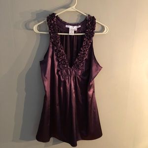 NWOT-Purple Max Studio Ruffle Accent Top